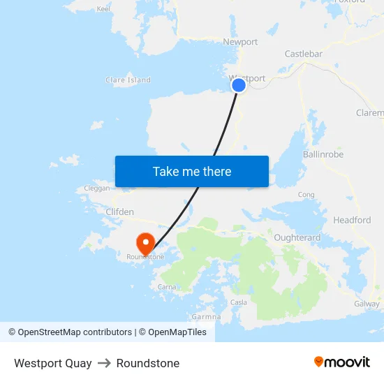 Westport Quay to Roundstone map
