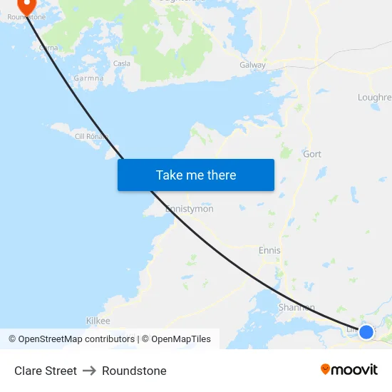 Clare Street to Roundstone map