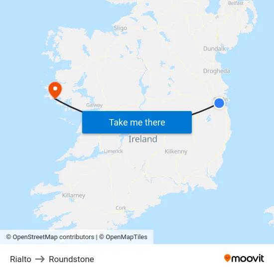 Rialto to Roundstone map