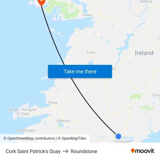 Cork Saint Patrick's Quay to Roundstone map