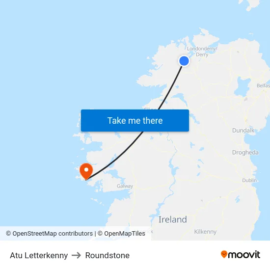 Atu Letterkenny to Roundstone map