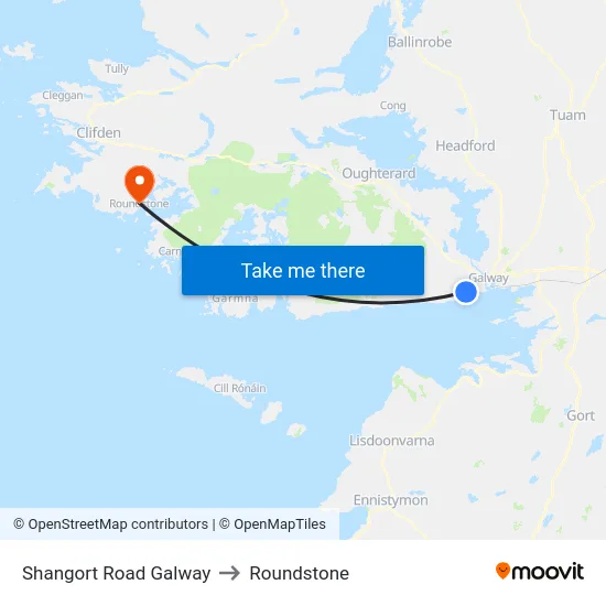 Shangort Road Galway to Roundstone map