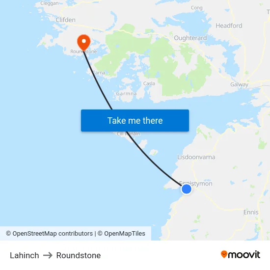 Lahinch to Roundstone map