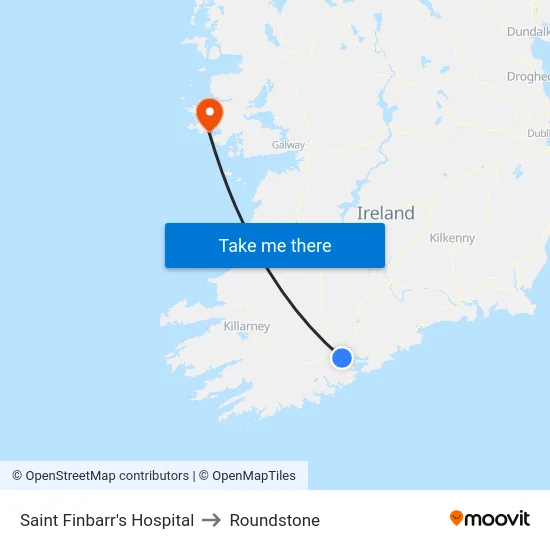 Saint Finbarr's Hospital to Roundstone map