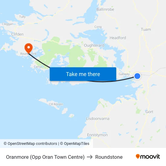 Oranmore (Opp Oran Town Centre) to Roundstone map