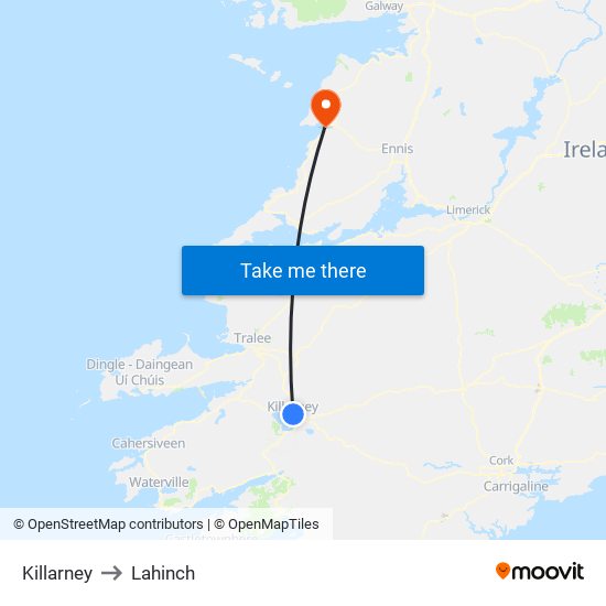 Killarney to Lahinch map