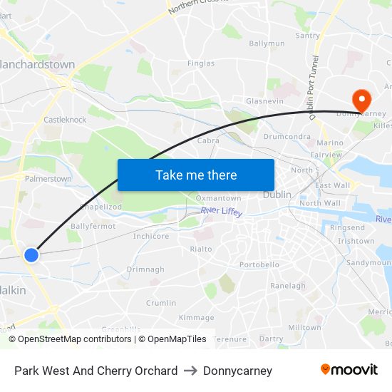 Park West And Cherry Orchard to Donnycarney map