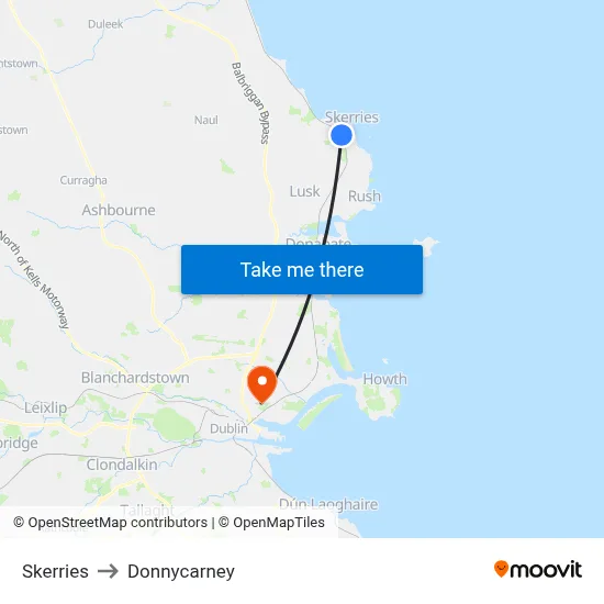 Skerries to Donnycarney map