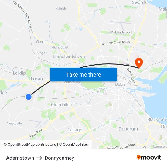 Adamstown to Donnycarney map