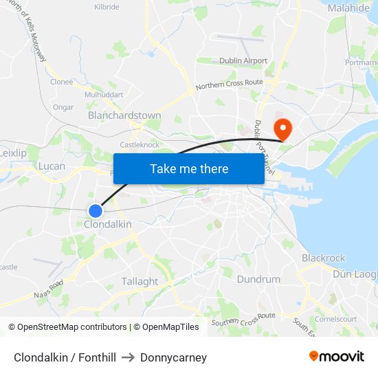 Clondalkin / Fonthill to Donnycarney map