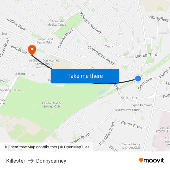 Killester to Donnycarney map