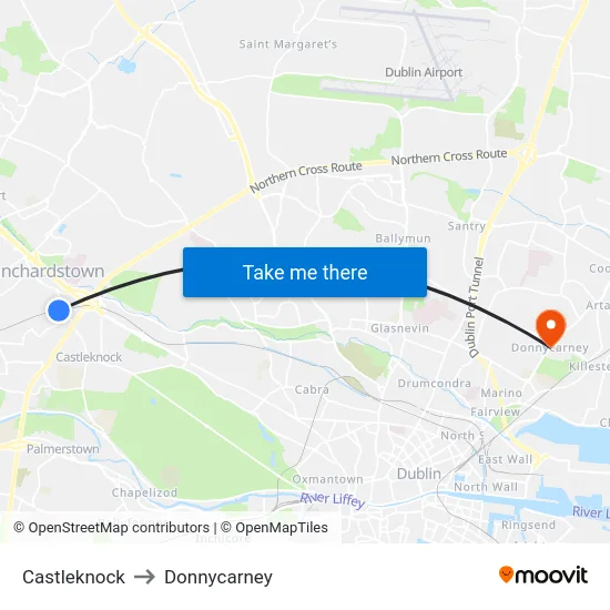 Castleknock to Donnycarney map