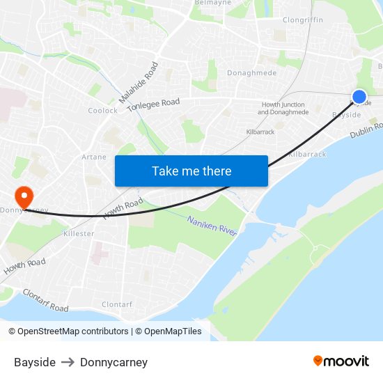 Bayside to Donnycarney map