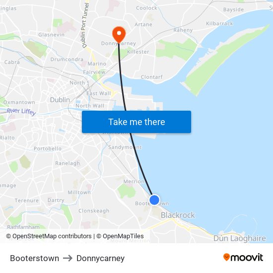 Booterstown to Donnycarney map