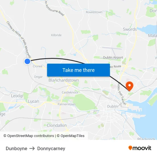 Dunboyne to Donnycarney map