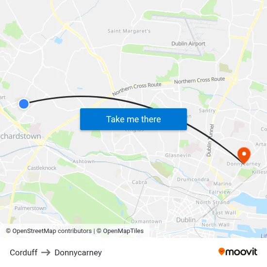 Corduff to Donnycarney map