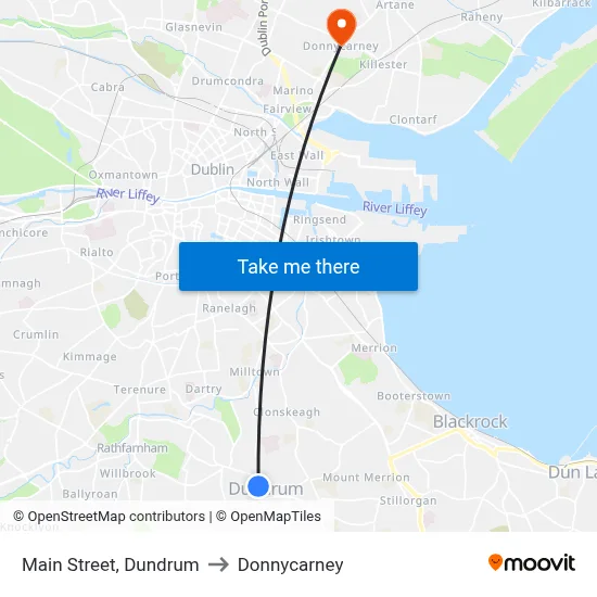 Main Street, Dundrum to Donnycarney map