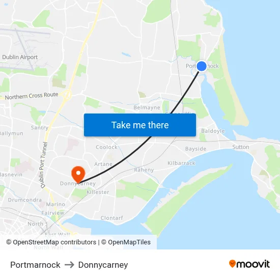Portmarnock to Donnycarney map