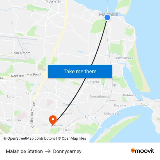 Malahide Station to Donnycarney map