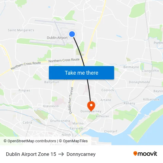Dublin Airport Zone 15 to Donnycarney map