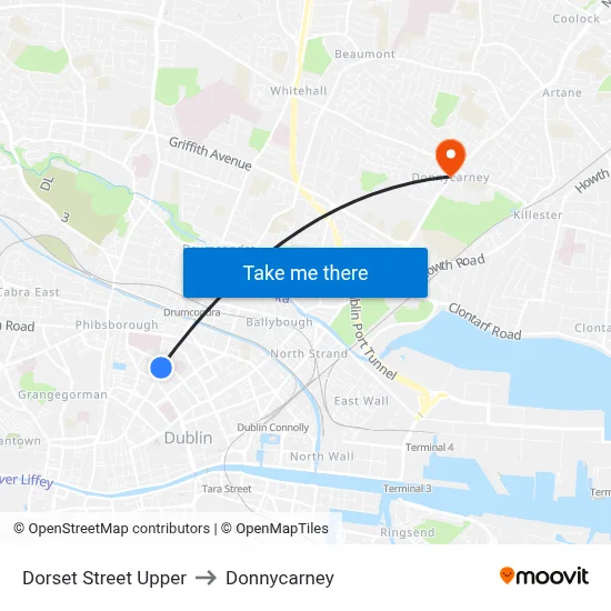 Dorset Street Upper to Donnycarney map
