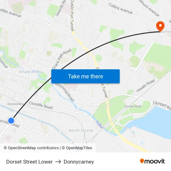 Dorset Street Lower to Donnycarney map