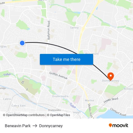 Beneavin Park to Donnycarney map