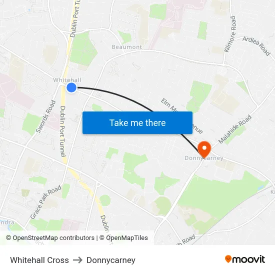 Whitehall Cross to Donnycarney map