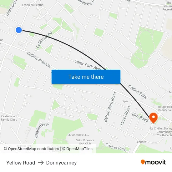 Yellow Road to Donnycarney map