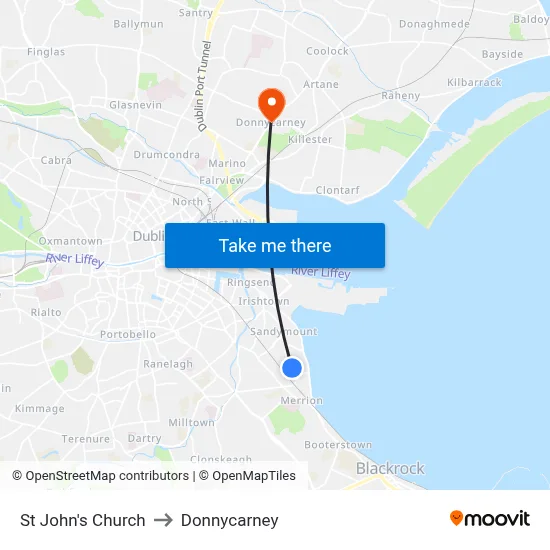 St John's Church to Donnycarney map