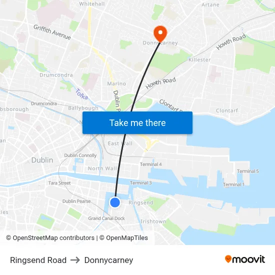 Ringsend Road to Donnycarney map