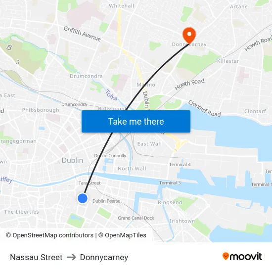 Nassau Street to Donnycarney map