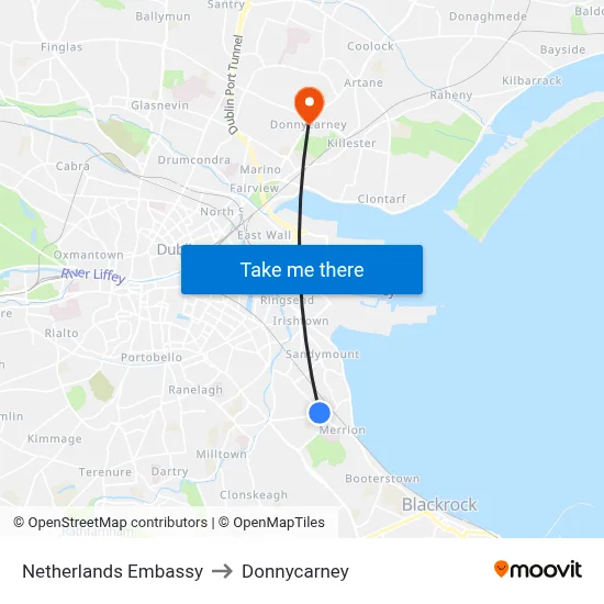 Netherlands Embassy to Donnycarney map