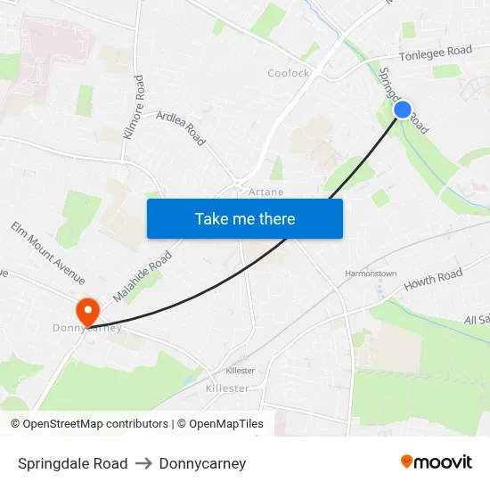 Springdale Road to Donnycarney map