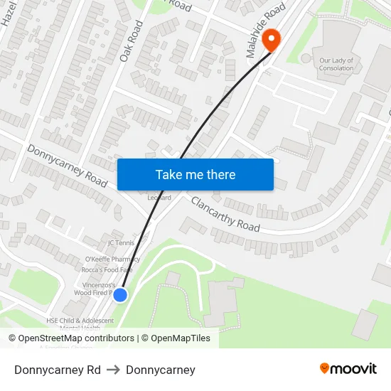 Donnycarney Rd to Donnycarney map