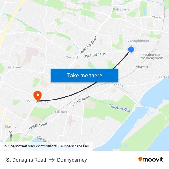 St Donagh's Road to Donnycarney map