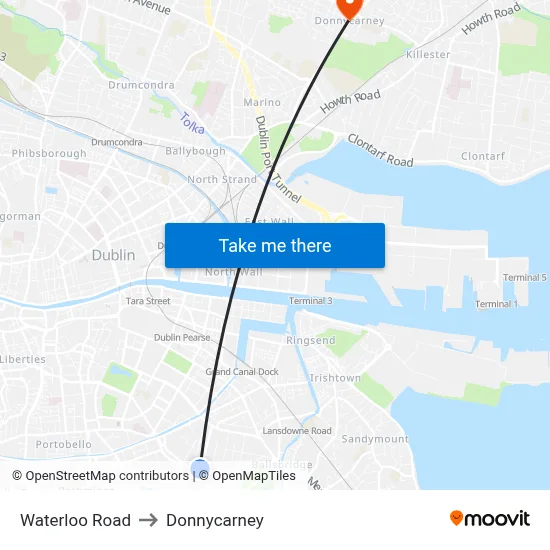 Waterloo Road to Donnycarney map