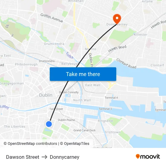 Dawson Street to Donnycarney map