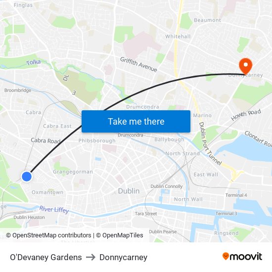 O'Devaney Gardens to Donnycarney map