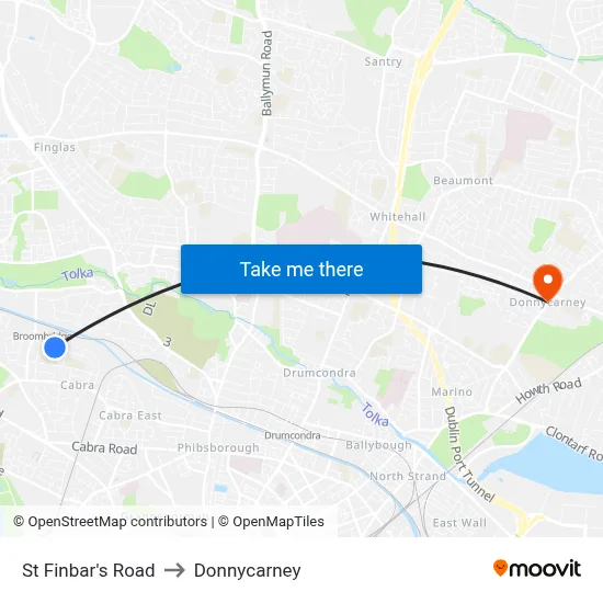 St Finbar's Road to Donnycarney map