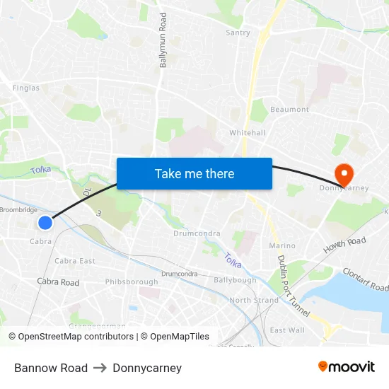 Bannow Road to Donnycarney map