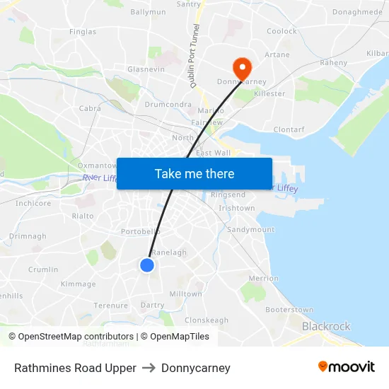 Rathmines Road Upper to Donnycarney map