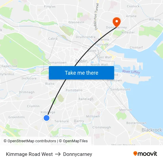 Kimmage Road West to Donnycarney map