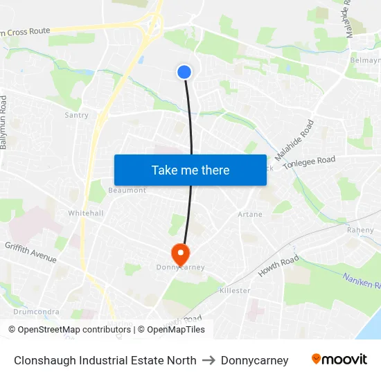 Clonshaugh Industrial Estate North to Donnycarney map