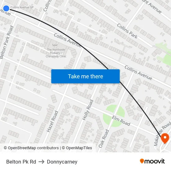 Belton Pk Rd to Donnycarney map
