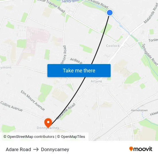 Adare Road to Donnycarney map