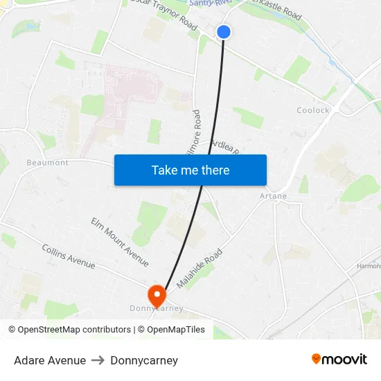 Adare Avenue to Donnycarney map