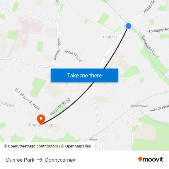 Dunree Park to Donnycarney map