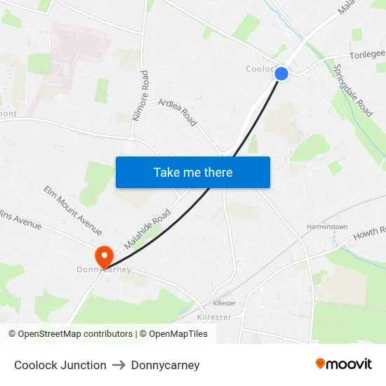 Coolock Junction to Donnycarney map