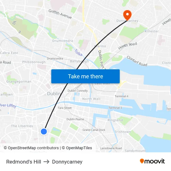 Redmond's Hill to Donnycarney map